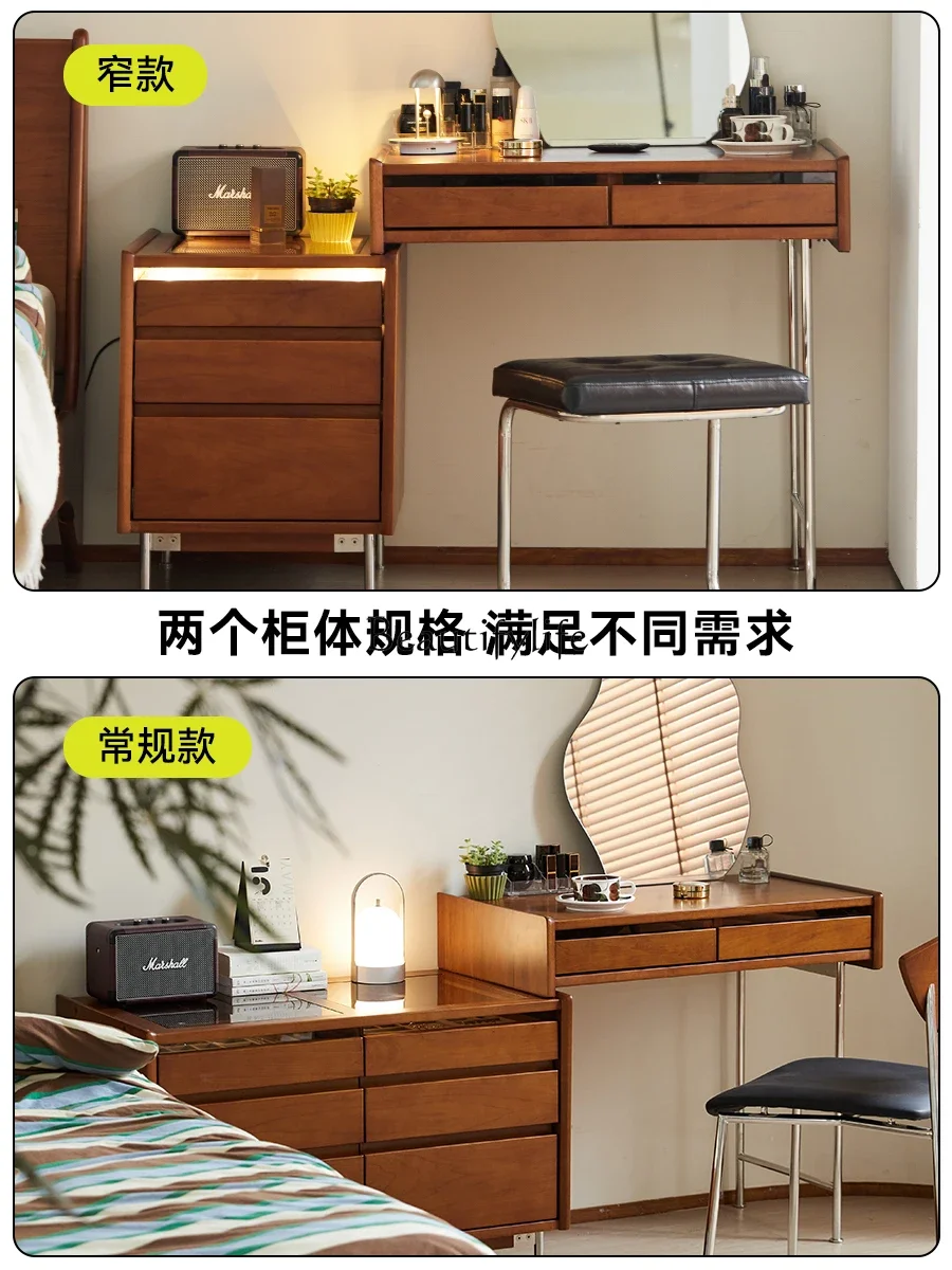 

Yj19 Solid Wood Dressing Table Nordic Retro Extendable Storage Integrated Makeup Desk