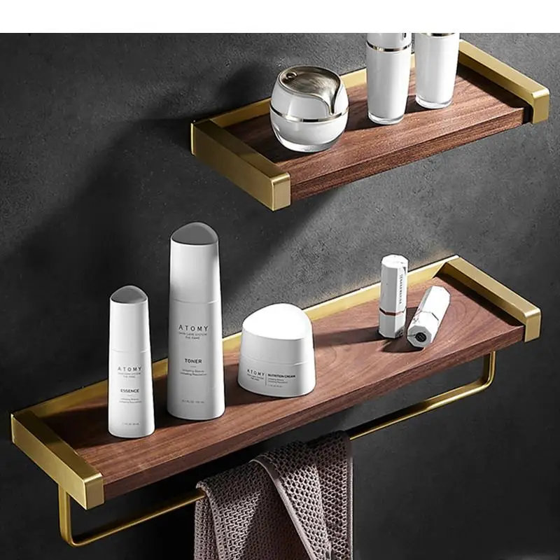 

Punch-free Cosmetics Wooden Storage Holder Restroom Wash Supplies Racks Hand Soap Shelves Household Bathroom Accessories