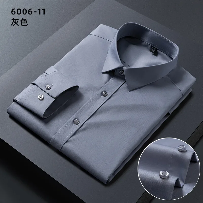 

Men's shirt long sleeve bamboo fiber high quality spring/summer formal business casual non-ironing slim new solid color