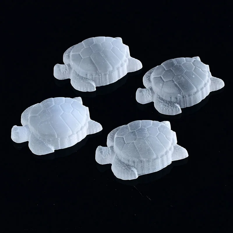 1PCNatural Selenite Crystal Little Sea Turtle Animals Mineral Healing Stone Crystal Crafts Lucky Feng Shui Collection Home Decor