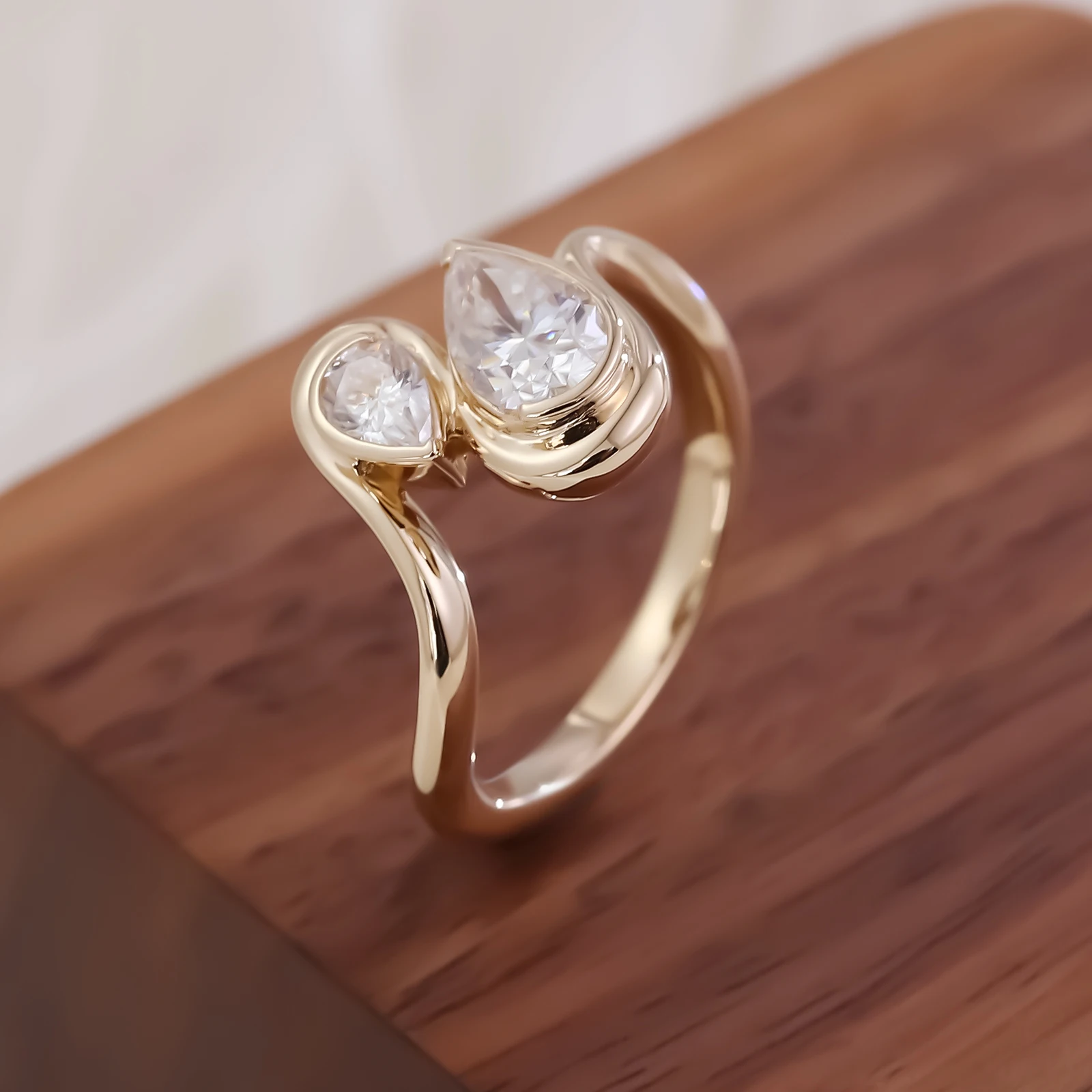 

Provence Luxury toi et moi rings IGI D/VS1 1ct Pear Cut Kgold cocktail ring Engagement ring for Women Fine jewelry Custom