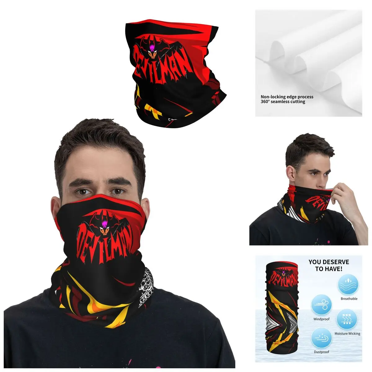 Vigorous Devilman Bandana Neck Cover Printed Motor Motocross Wrap Scarf Cycling Face Mask Hiking Unisex Adult Washable