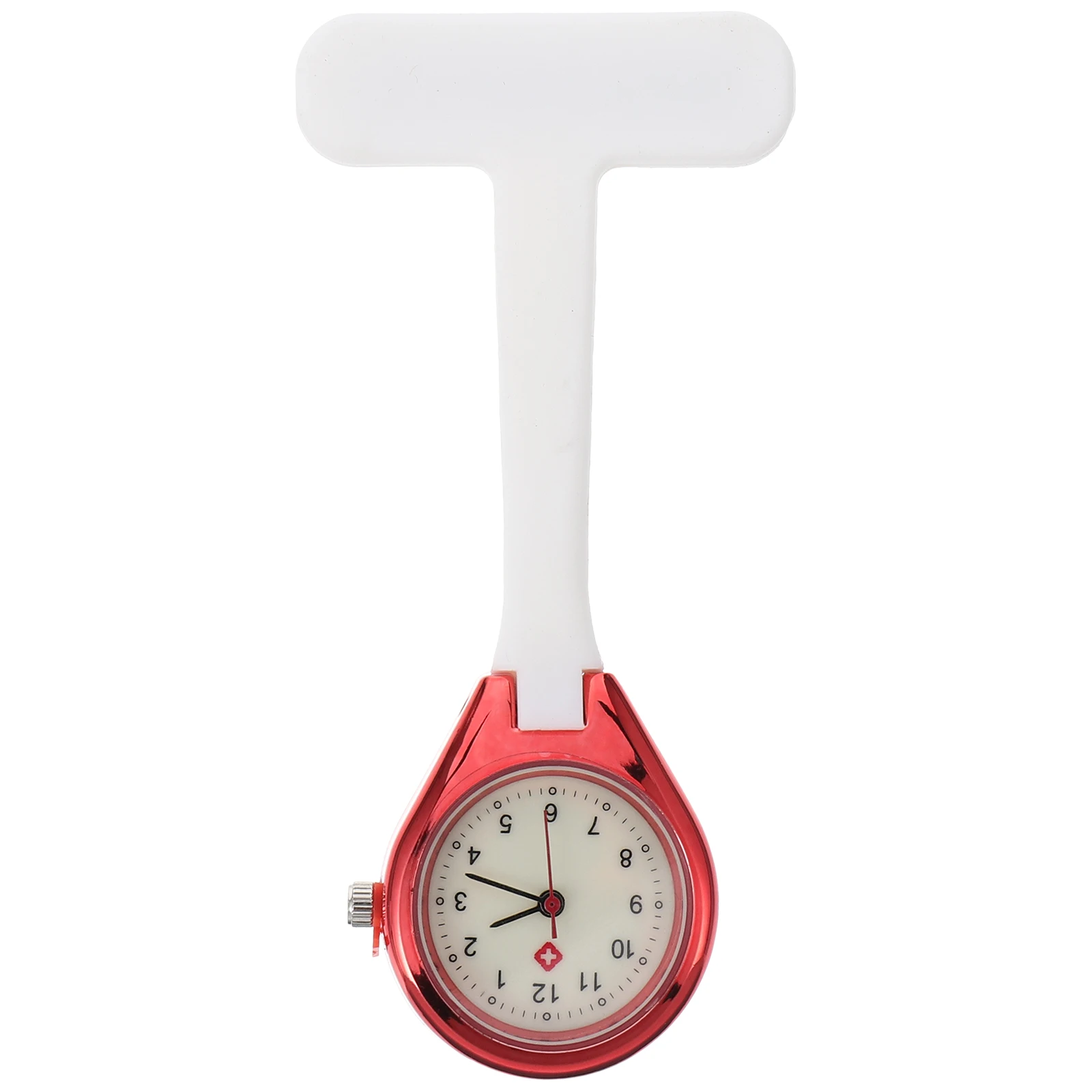 

Nurse Pocket Watch Silicone Stainless Steel Lightweight Doctors Watches Nurse Fob Red Night Glow Practical Hospital Use