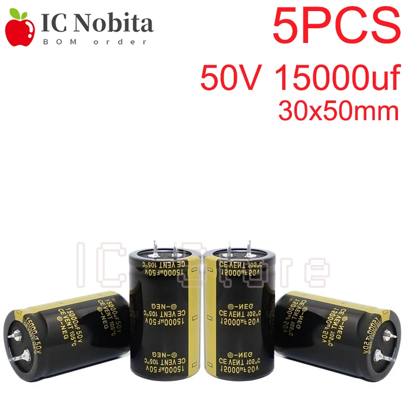 

5PCS 50V 15000uf Capacitor Low ESR High Frequency 30x50mm 50V15000uf Aluminum Electrolytic Capacitor Audio Power Amplifier 30*50