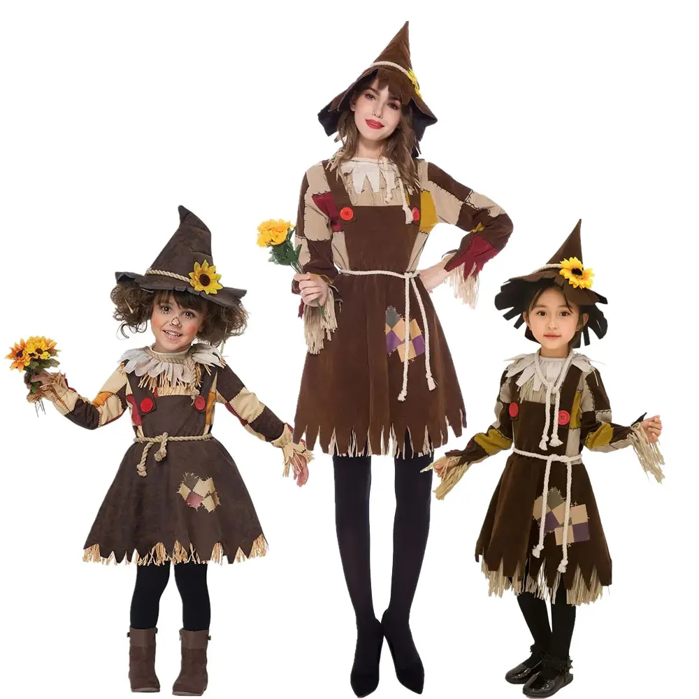 

Halloween Carnival Party Performance Scarecrow Parent-Child Costume Circus Clown Horror Ghosts Quinn Dress