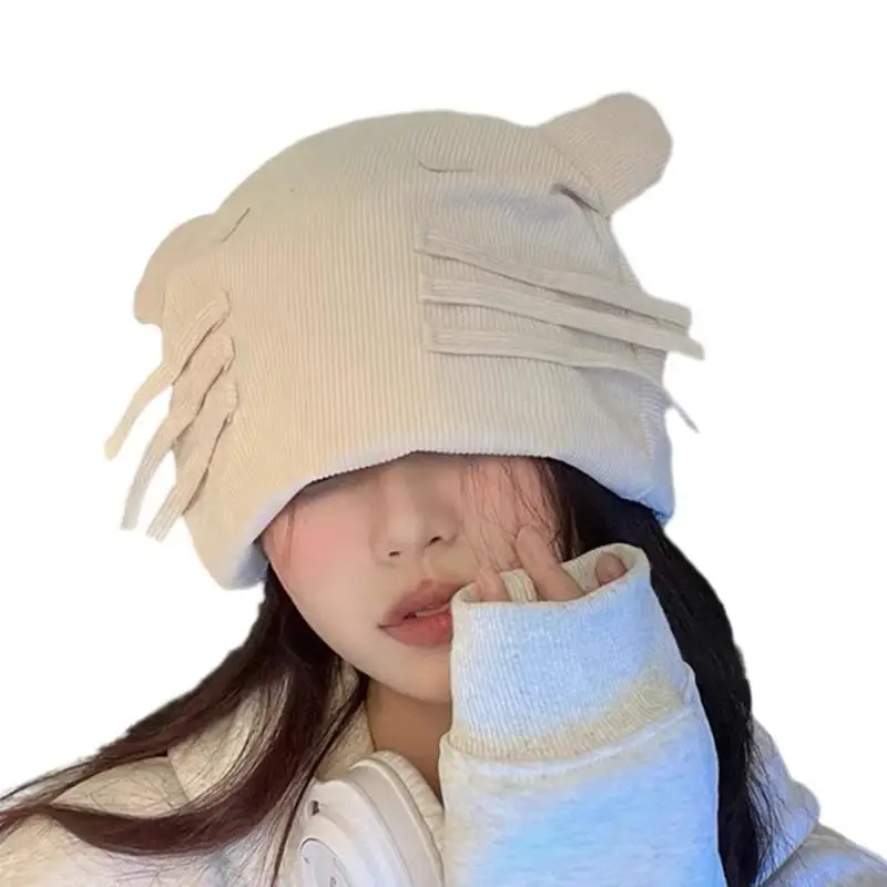 

652F Unisex Windproof Hat Fashionable Ears Beanie Cap Keep Warm For Winter