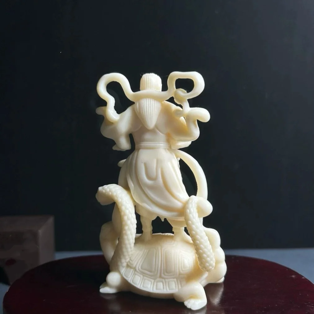 Vintage Tagua Nut Carving Zhenwu Emperor deity Statue Xuanwu Statue Ornament Home Offerings Decorative Arts and Crafts