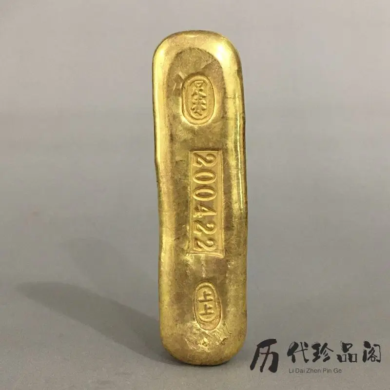 Antique gold ingots Hong Kong lion head standard gold bars on the feet of red bronze gilt solid gold nuggets crafts