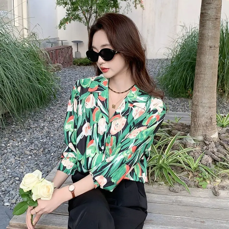 2024 New Fashion Office Lady Long Sleeve Tops Ladies Temperament Women\'s Clothing Printing Shirts Spring Autumn Korean Blouses