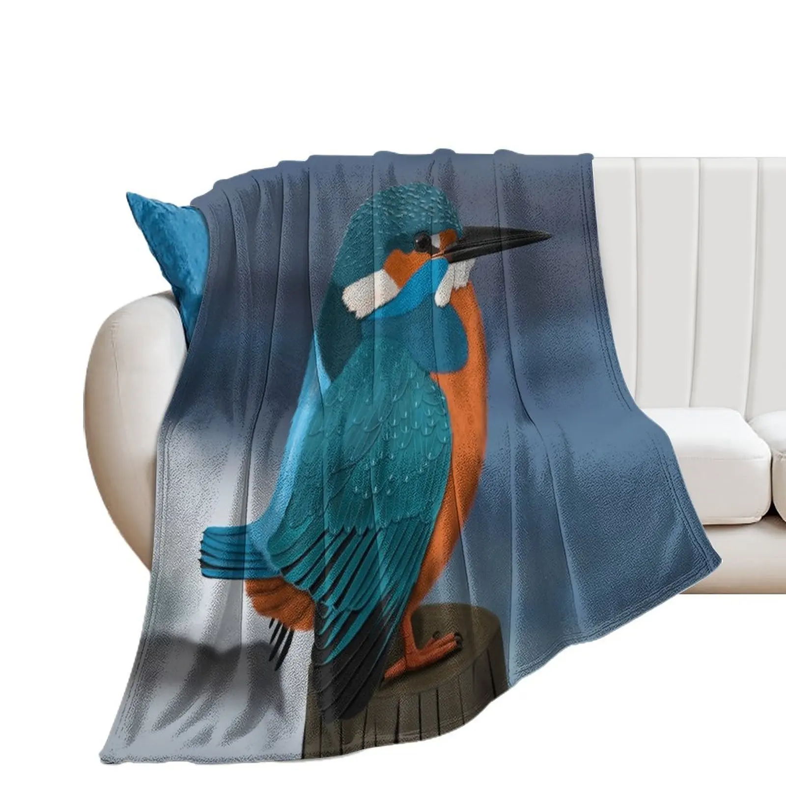 Kingfisher bird drawing biologist birdlover animallover ornithologist birdwatcher gift Throw Blanket heavy to sleep Blankets