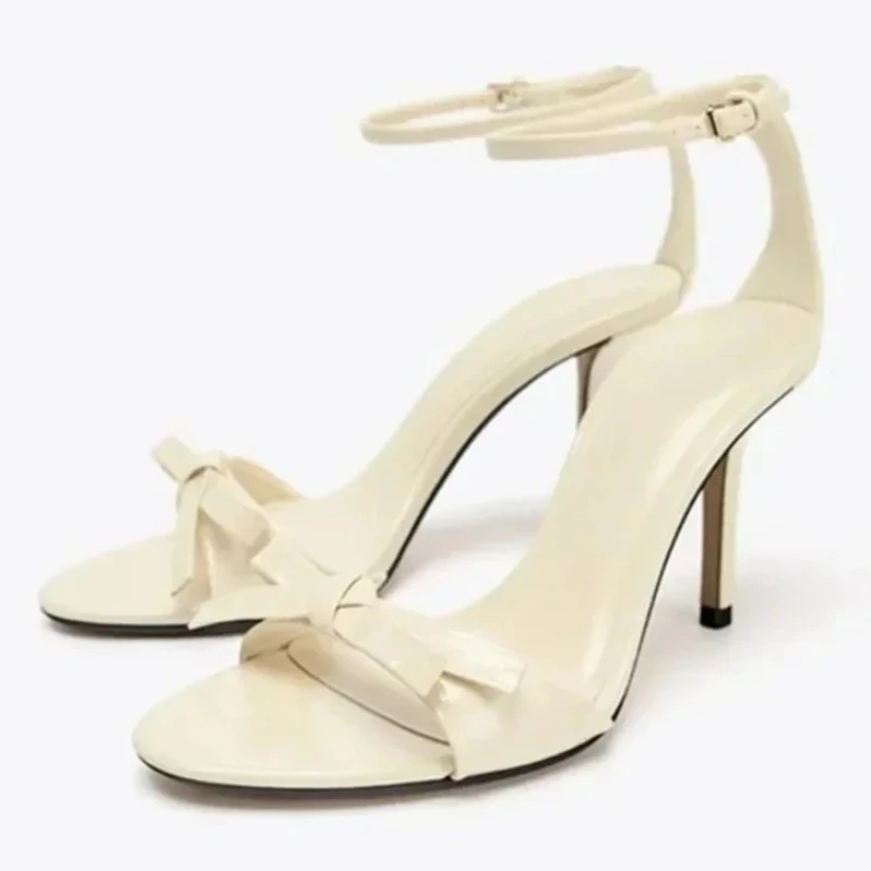 Sandalias De tacón fino elegantes con lazo para Mujer, Sandalias con punta abierta hasta el tobillo, zapatos De boda De diseñador a la moda para fiesta concisa, Sandalias De Mujer