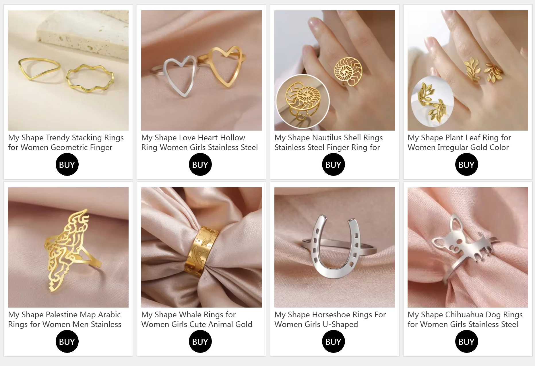 Minimalistische stapelbare Wellenringe für Frauen, geometrischer Fingerring, Edelstahl, goldener Schmuck, dünne Ringe, Set für den täglichen Gebrauch auf Partys – Detail 1