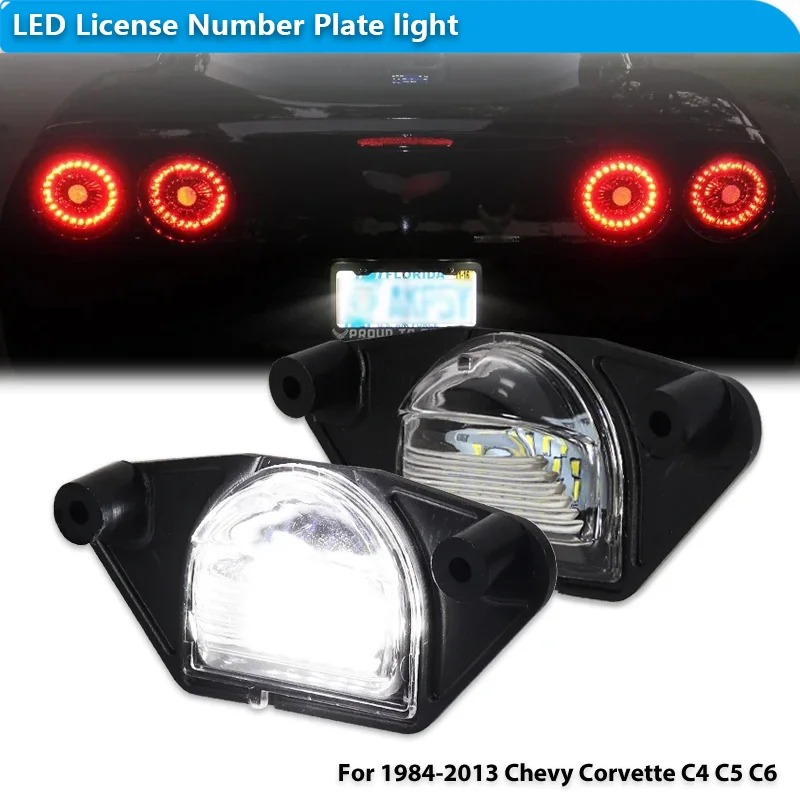 For Chevy Corvette C4 C5 C6 Impala Monte Carlo Lumina SSR S10 Beretta C1500/C2500/C3500 2X LED License Number Plate Light Lamp