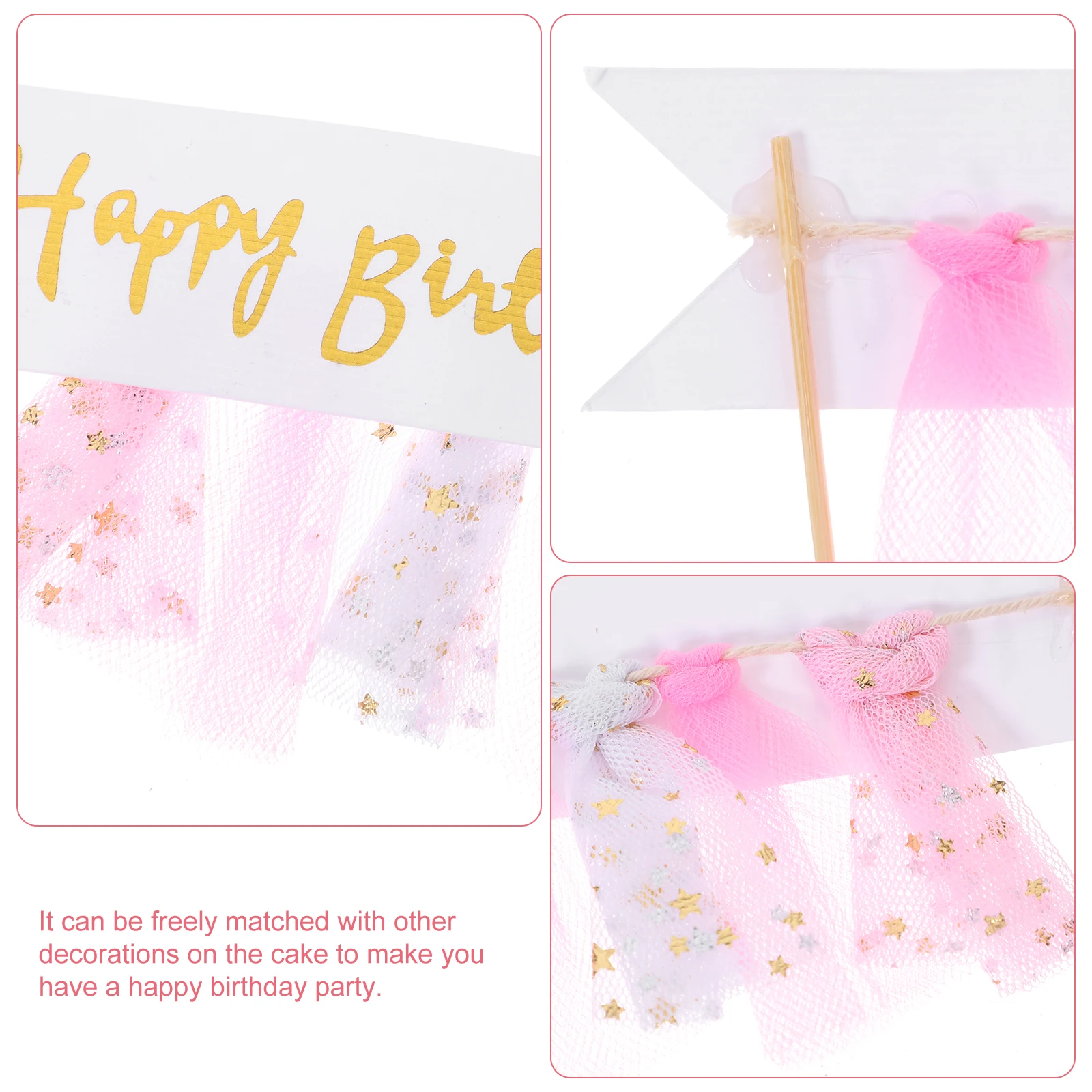 

10pcs Birthday Banner Cake Decorations Happy Topper Paper Toppers Hat Picks Inserts Ornaments Party Supplies Chic Safe Material