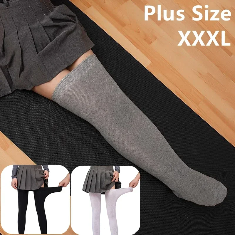 Large OverSize Ladies Thigh High Long Socks Plus Size Women Knee Extra Long Sock Black White Striped Stockings Leg Warmers 5XXXL