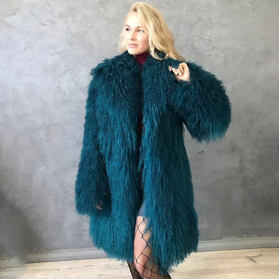 Ladies Sheep Skin Coat For Women Mongolia Sheep Fur Coats Pink Sheepskin Coat Winter Fashion Lamb Coats