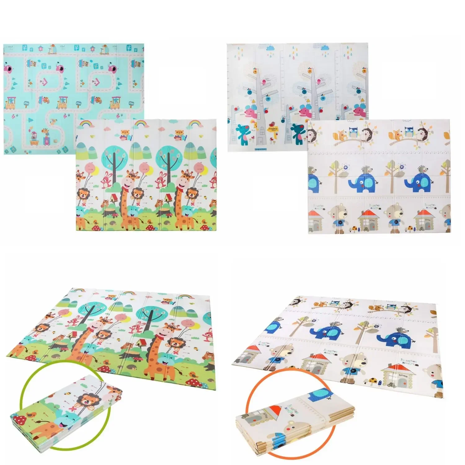 Baby Play Mat Foldable Baby Crawling Pad Reversible Thickening Children Floor Gym Mat Non-Slip Large Playmat BPA Free 200*180cm