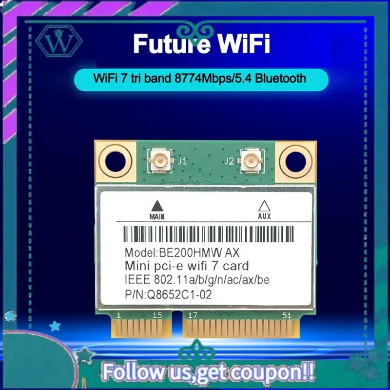 A75Q-Wifi 7 PCI-E Wifi Card BE200 BE200HMW 8774Mbps 2.4G/5G/6Ghz For Bluetooth 5.4 802.11BE Network Adapter
