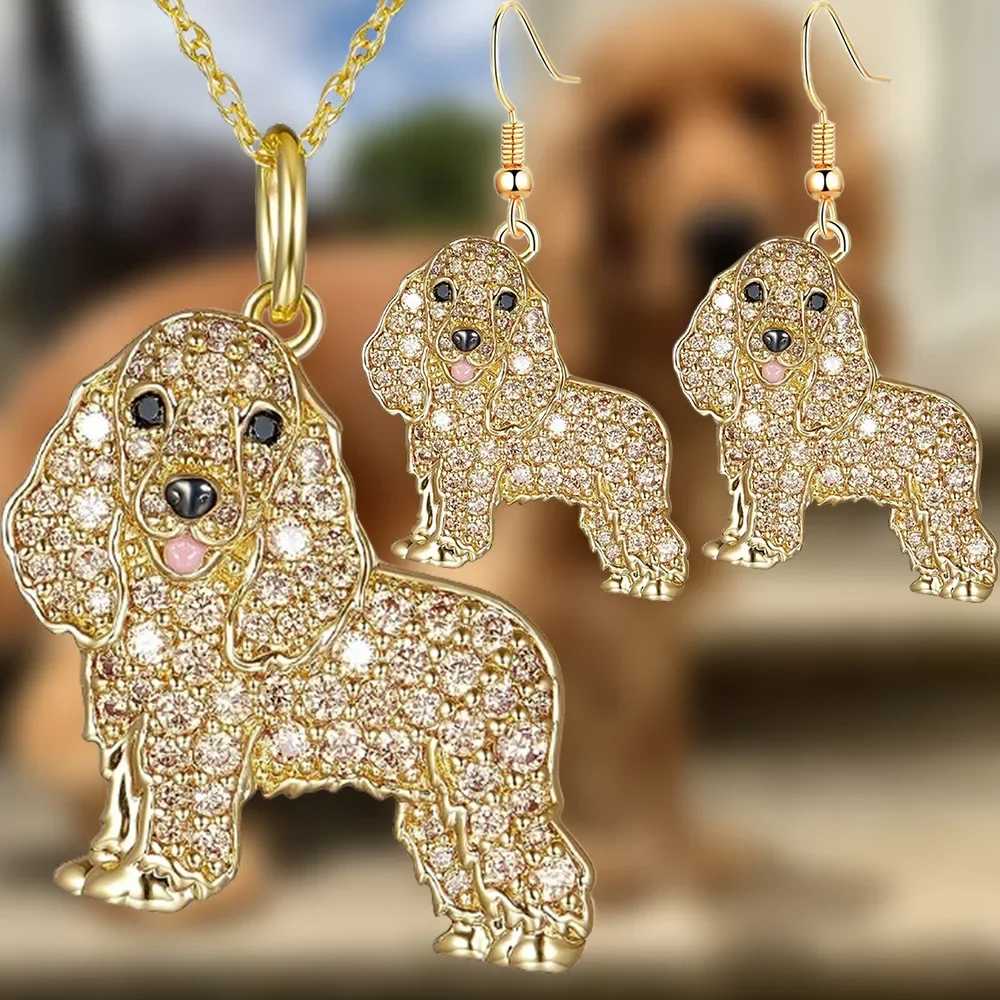 

Exquisite Cute Cocker dog Jewelry Set for Women Elegant Pet Puppy Jewelry Animal Accessories Birthday Gifts for Dog Lovers