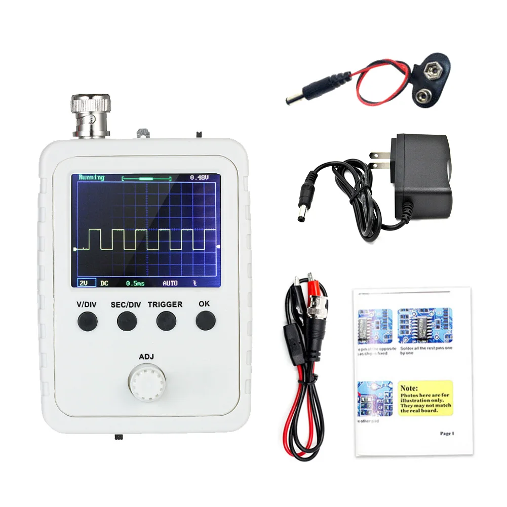 US Plugs DSO150 Digital Handheld Oscilloscope 200kHz Bandwidth 1 Channel 2.4in Display 1MSa/s Support 80KHz PWM Firmware Update