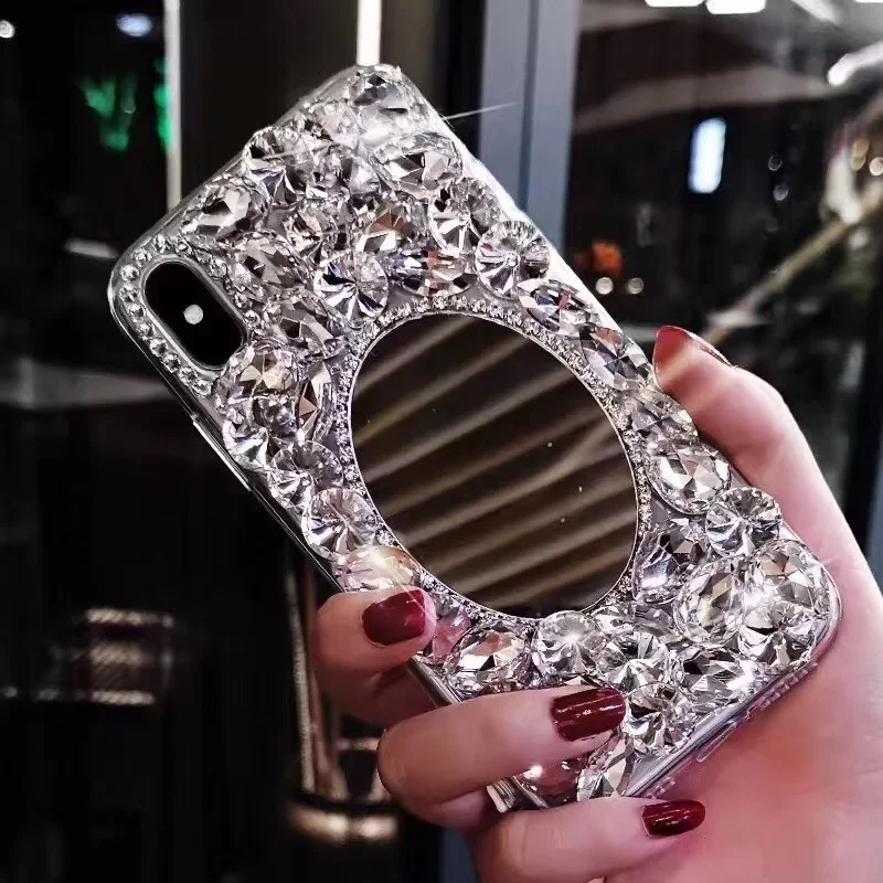 

Luxury Gem Rhinestone Mirror Cases For SamsungA30 A55 A35 A22 A32 5G A52 A71 4G A51 A72 A73 A53 Soft Clear Phone Cover Capa