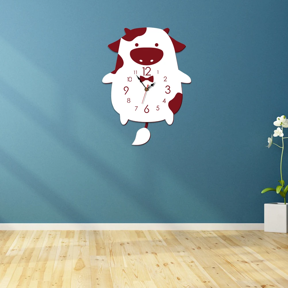 

Cartoon Cow Shape Wall Clock Silent Hanging Decor Acrylic Kids Room Animal Pendulum Decoration Gifts Home Accessories