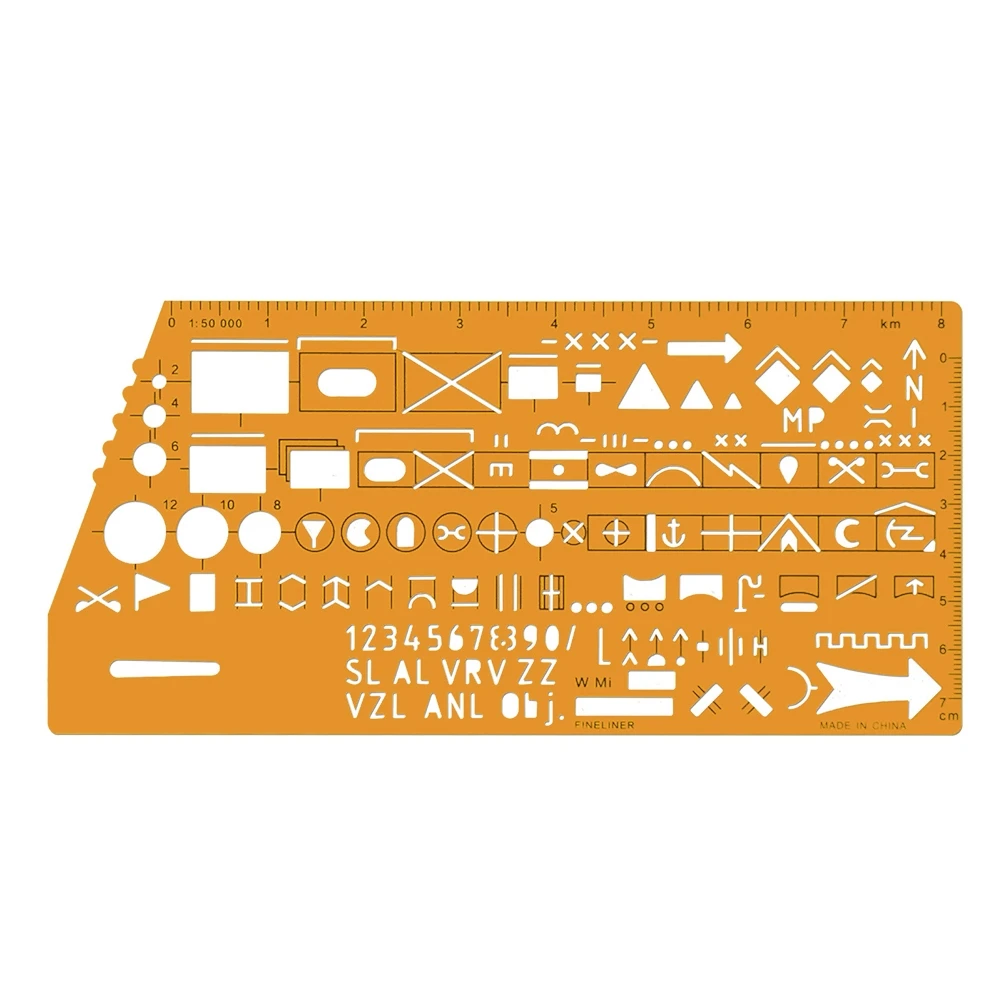 Translucent 150 000 Scale Drawing Template Ruler Featuring Standard Geometry Symbols for Technical Drafting and Planning