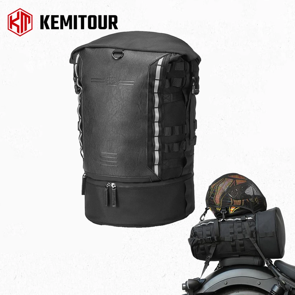 

Мотоциклетная сумка Sissy Bar, расширяемая вместительная сумка на заднее сиденье, водонепроницаемая сумка для хранения багажа с рулонным верхом для Touring Softail Dyna