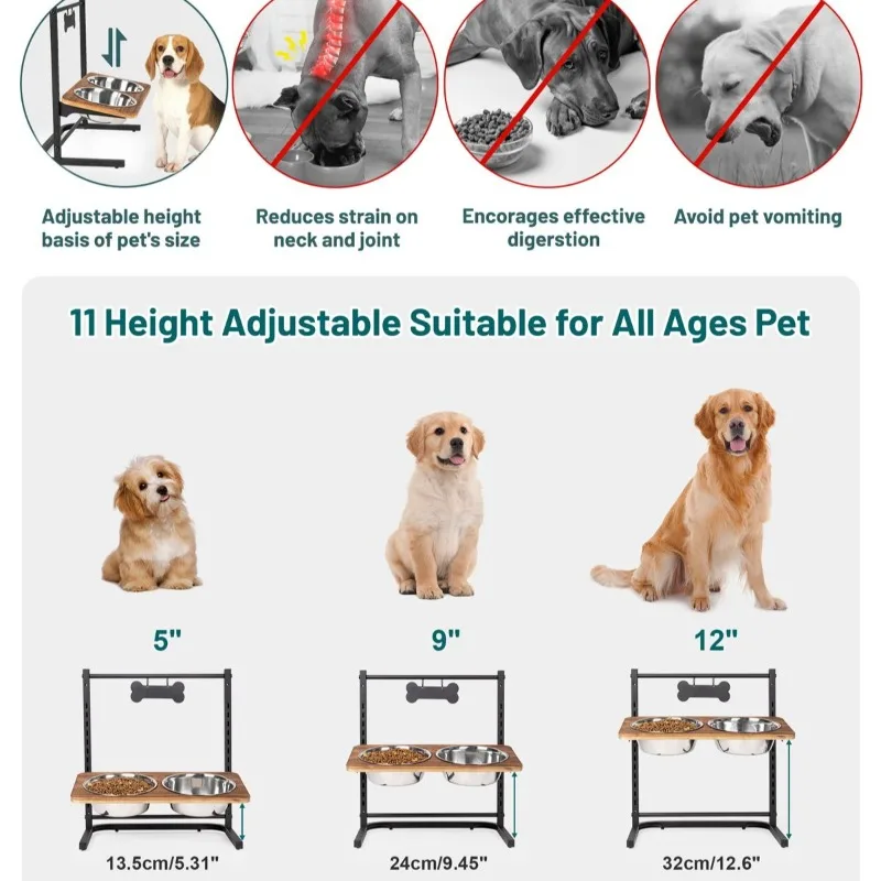 Ciotola per cani Protezione per il collo regolabile in altezza Porta ciotole a parete Ciotole per gatti Prodotti per animali robusti e durevoli Accessori per cani