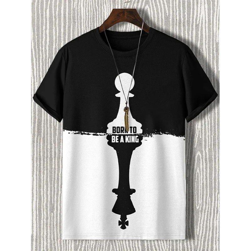 Streetwear T Shirt Y2K Hip Hop BORN TO BE A KING Letter Retro Graphic Print Oversized Tshirts Round Neck Short Sleeve Male Tops