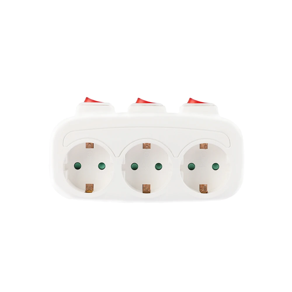 CILIA 1/2 Stück EU-Stecker, 3-in-1, Wandsteckdose mit 3-Schalter-Steuerung, Mehrfach-Steckdosenleiste, 3 Steckdosen, für Zuhause