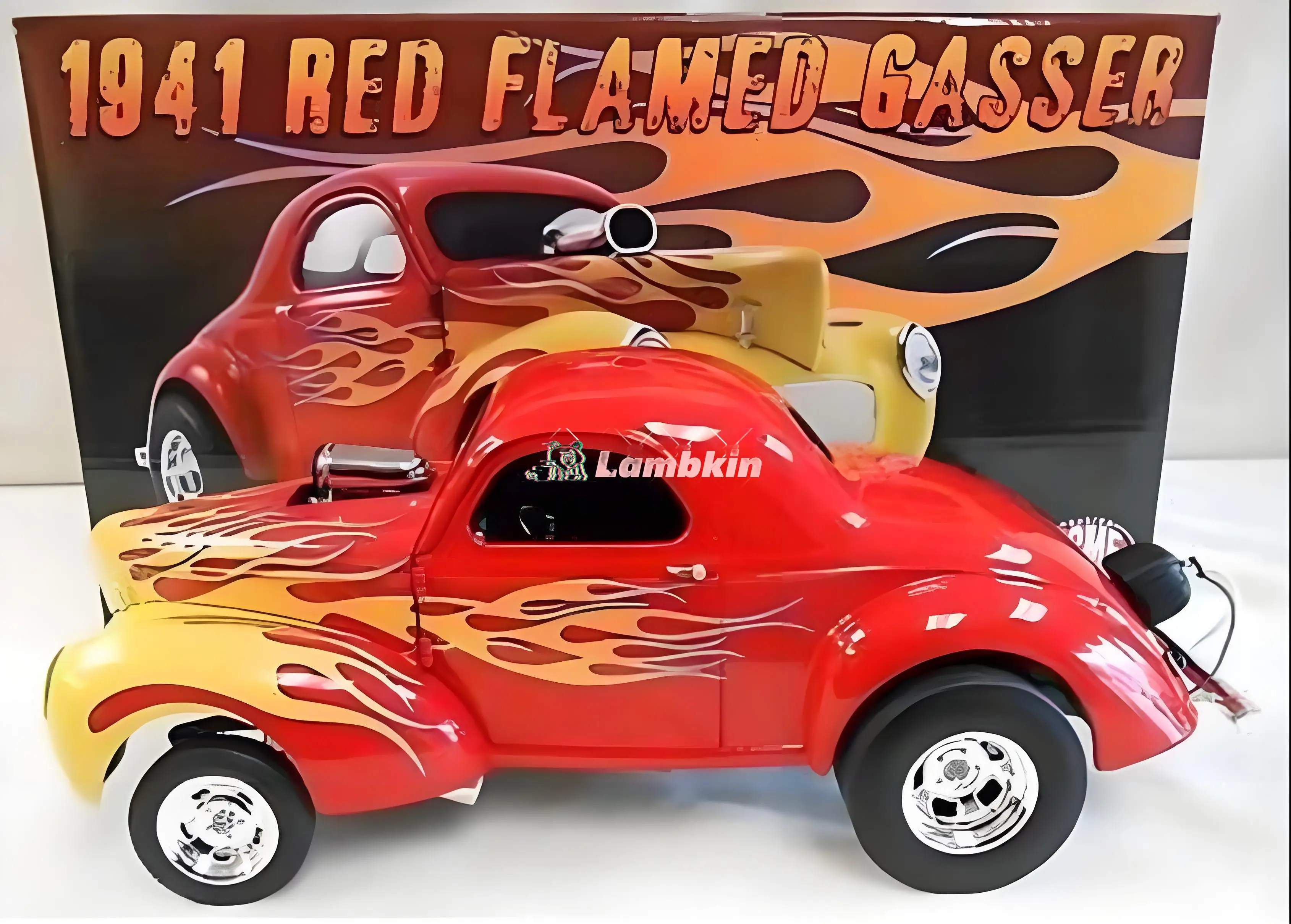 ACME 1/18 Gasser Chevrolet Flame Painted Muscle Car Alloy Racing Car Model 1941 Ornament Collectible Memorial Gift Halloween