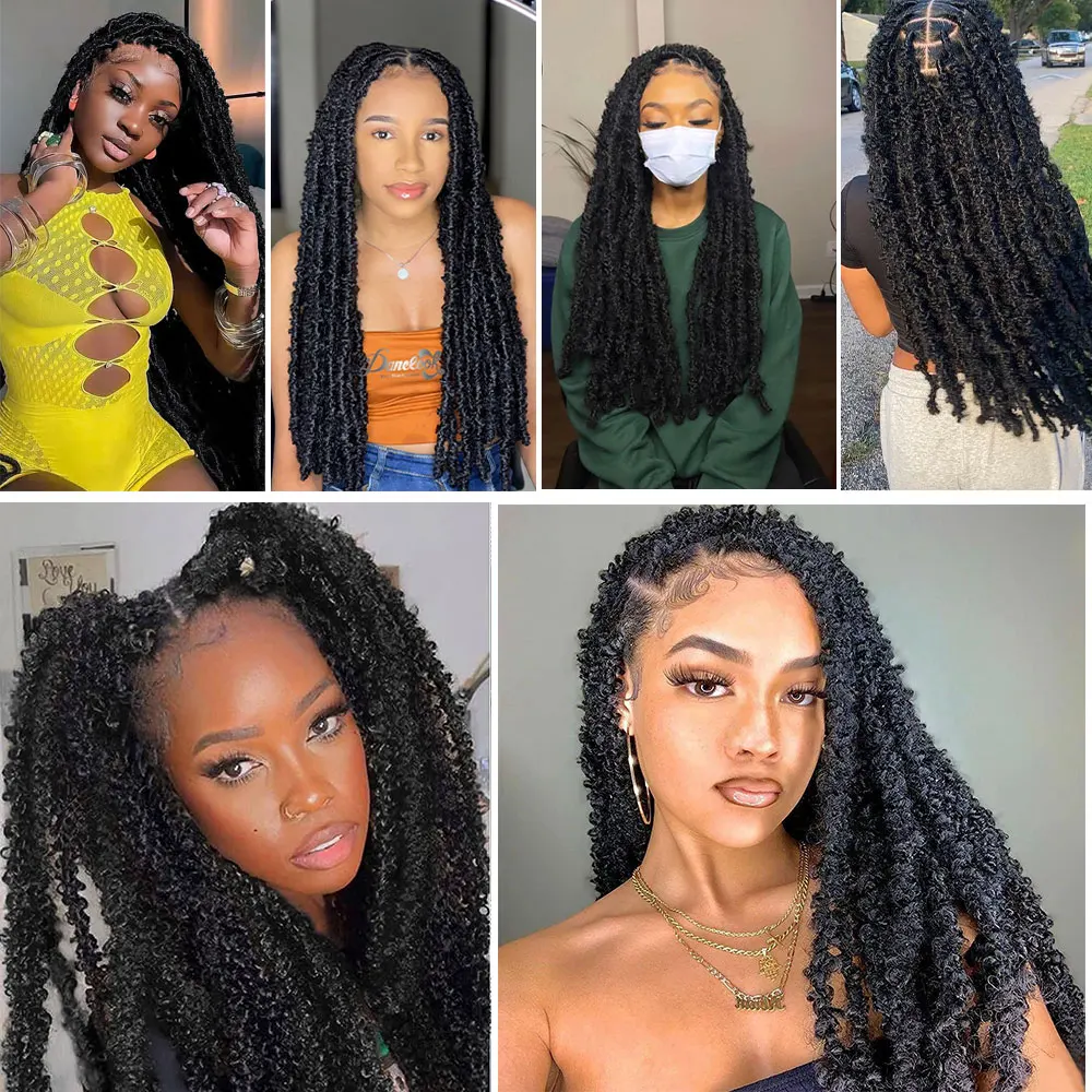 Blue Butterfly Locs Full Lace Braided Wigs For Women Crochet Hair Dreadlocks Meche Faux Locks Braids Extensions Synthetic Hair