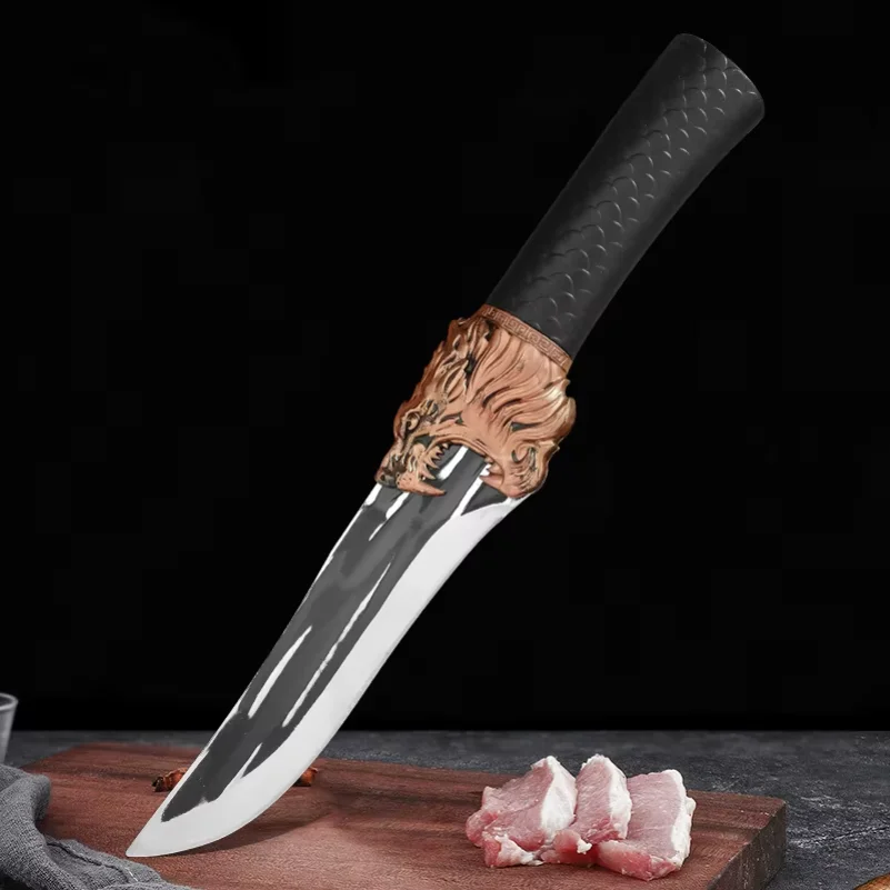 Meat Cleaver Forged Kitchen Knife Chef Slicing Meat Fish Fruit Sharp Buther Boning Knife Plastic Handle Utility Knives Cutter