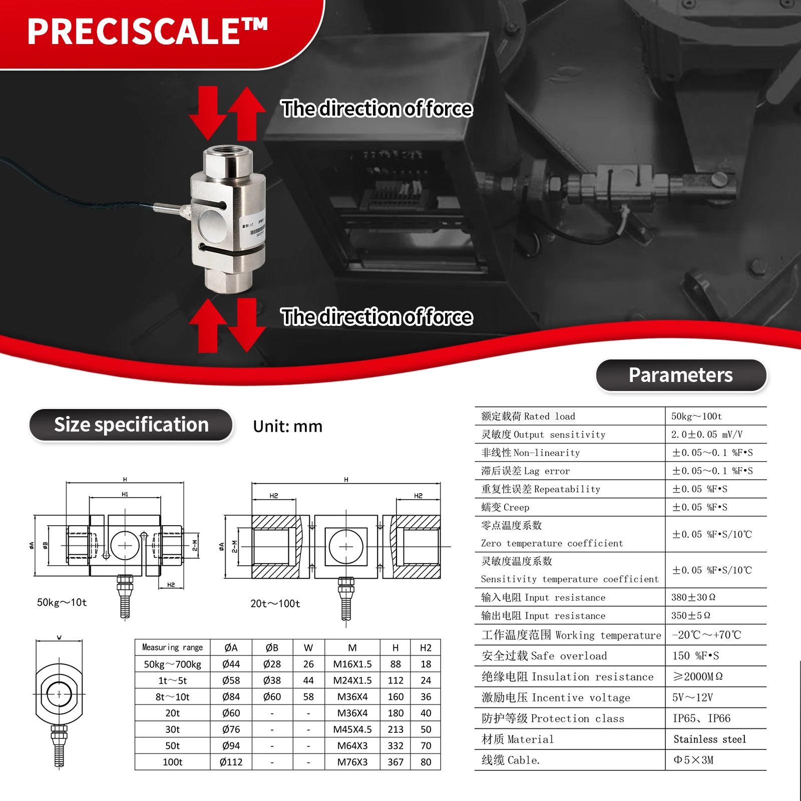 

Column S Load Cell Sensor+Indicator Display,Test the Tensile Force and Compressive Force,High Precision,Peak/Valley Lock