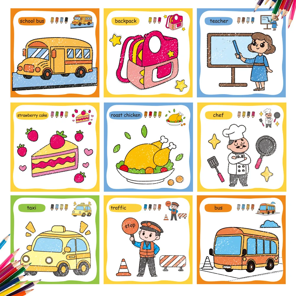 10-Buch-Set, Malbuch für Kinder zur Verbesserung des kognitiven Denkens, einschließlich 10 Cartoon-Themen für Jungen und Mädchen – Detail 19