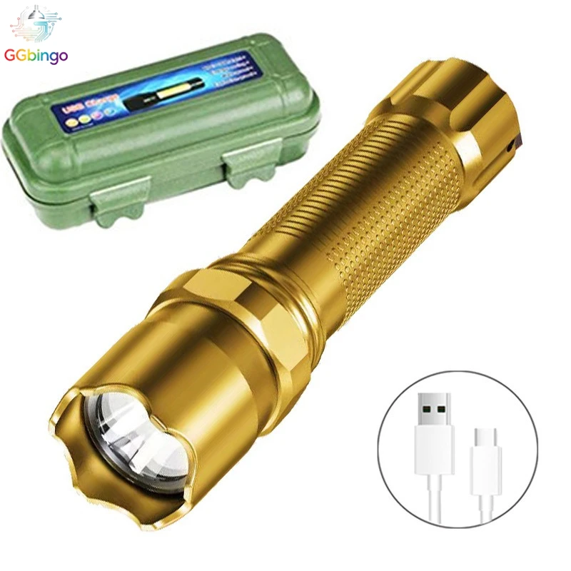 GGbingo LED-zaklamp Ultra Helder Draagbare Zaklamp Tactische Zaklamp Oplaadbaar Kamperen Vissen Hoge Sterkte Noodverlichting
