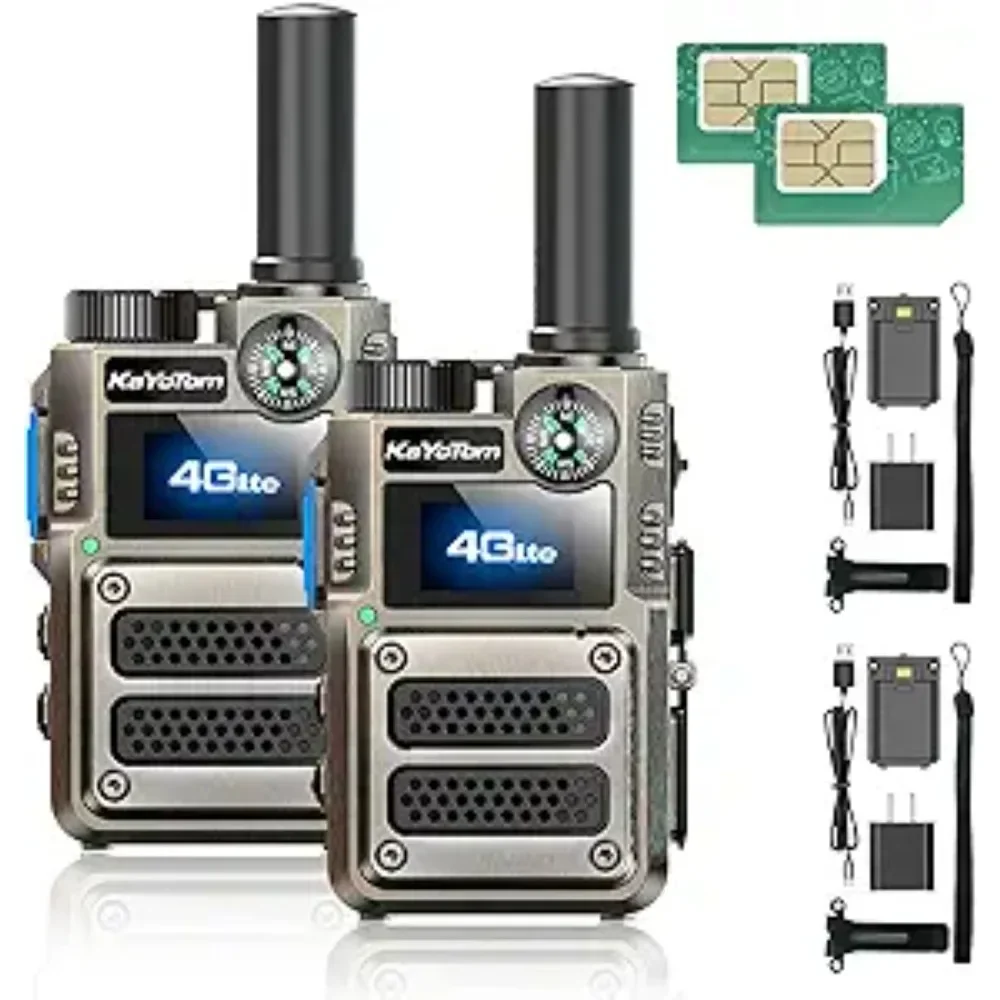 Global Walkie Talkies Rapid Radios 4G PoC Two Way Radios Unlimited Range PTT Push To Talk Over Cellular Radio (2 with SIM Card)