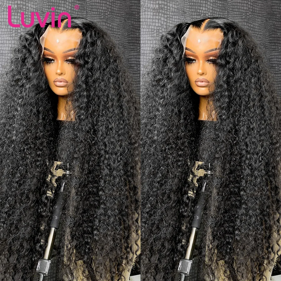 Luvin Deep Wave 13x6 HD Transparent Lace Frontal Human Hair Wigs 250% 40Inch Brazilian Remy 13x4 Water Curly Front Wig For Women