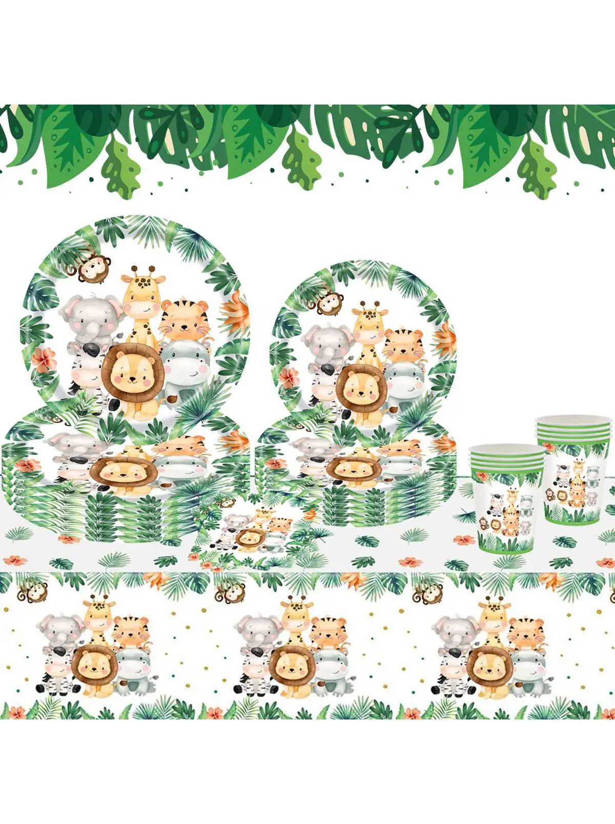 Forest Animal Tableware Jungle Safari Birthday Decoration Wild One 1st Bithday Party Supplies Paper Plates Cup Napkins