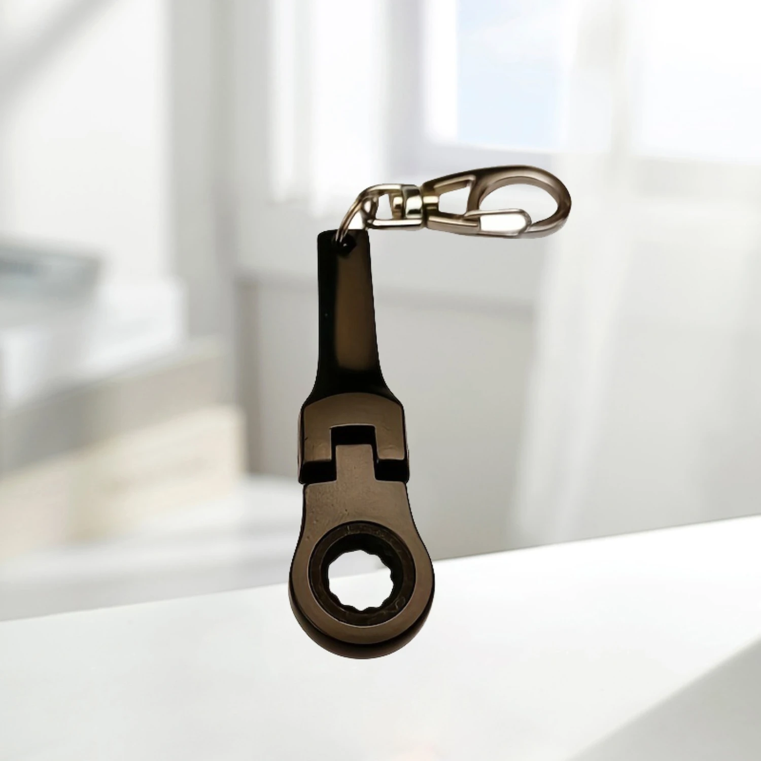 Efficient and Compact Creative Key Chain with Adjustable 10mm Quick Ratchet Wrench - Anti-loss Hook - Perfect Small Gift