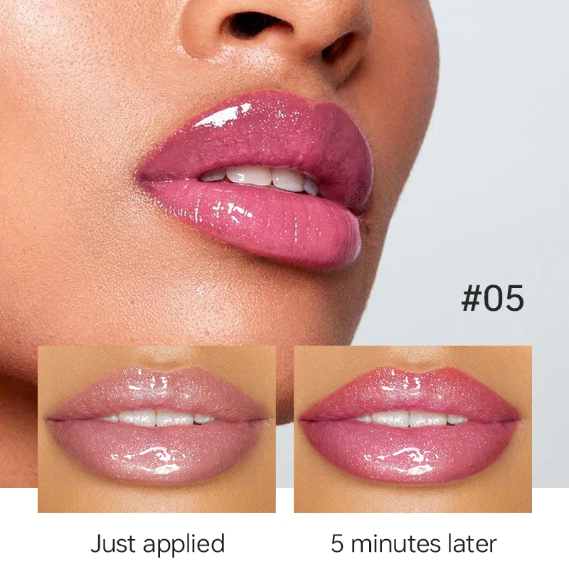 Brilho labial exuberante e brilhante que muda de cor – hidratante, perfeito para camadas sobre forros labiais para carnosos