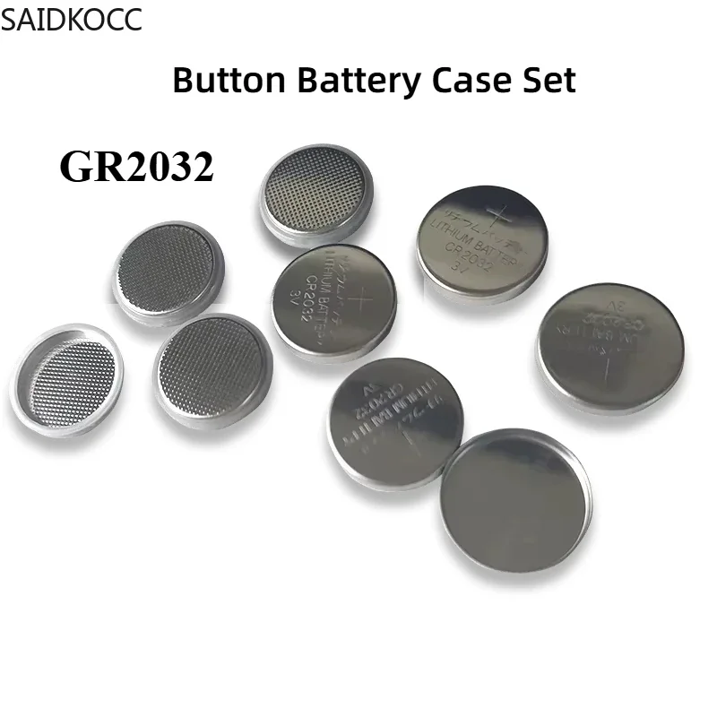 SAIDKOCC 100 Set/bag Button Battery Case Set 304 Stainless Steel CR2032 Button Coin Cell Cases with Conical Spring and Spacer