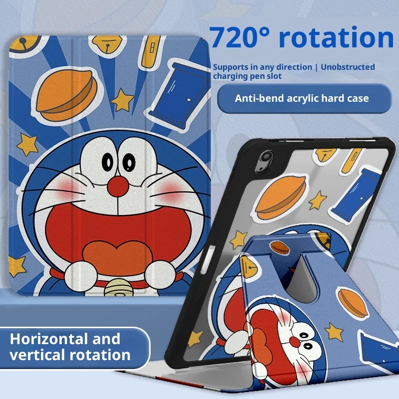 

MINISO Doraemon for iPad Case Funda iPad9/10/11 A16 11in Protective case Air3 4 5 10.9in M2 M3 Pro4 5 6 M4 Mini A17 Tablet Cover