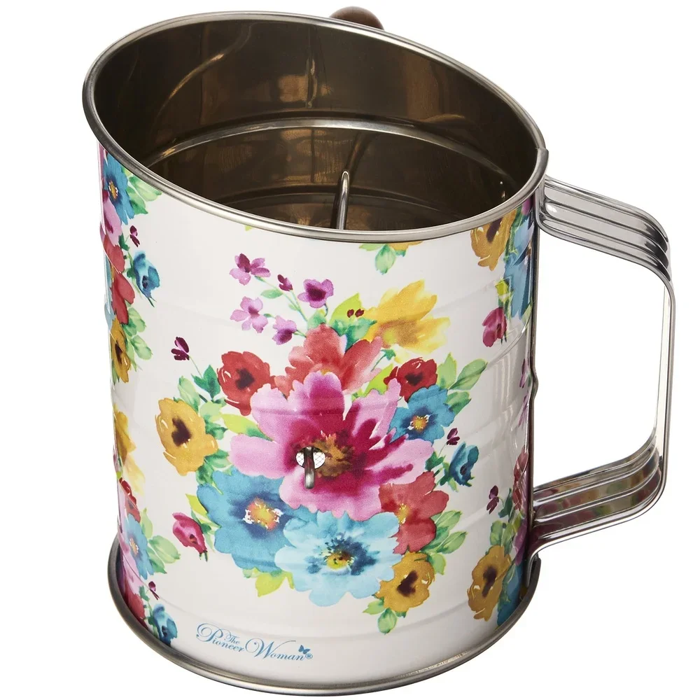 Stainless Steel 3-Cup Hand Crank Flour Sifter Pastry Cutter Fine Mesh Easy Measurement Baking Tool Kitchen Essential