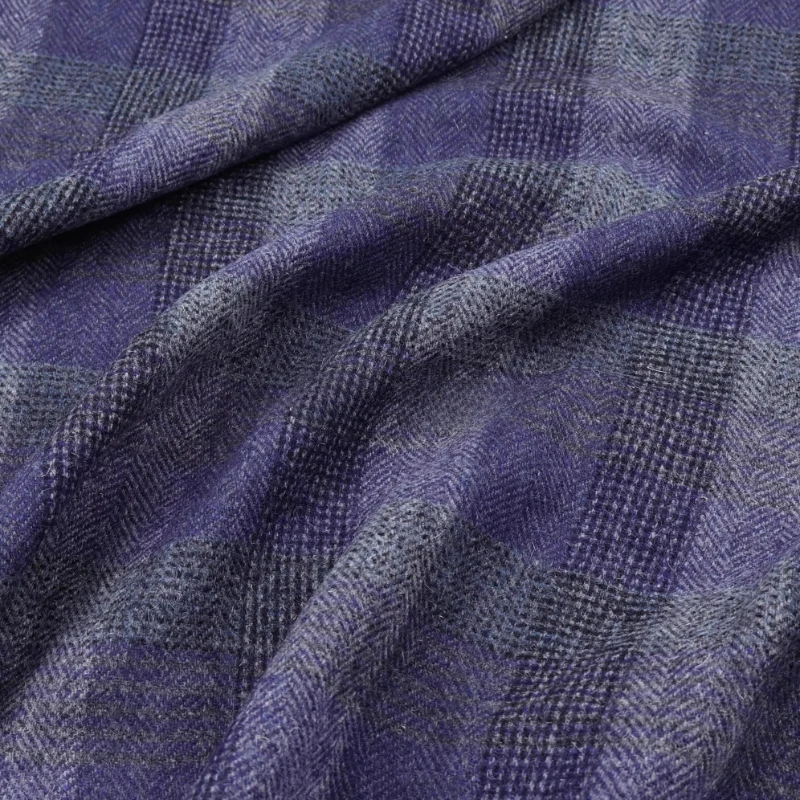 Tailored Coat Wool - Tessuto Tweed Lue Plaid 95% Lana