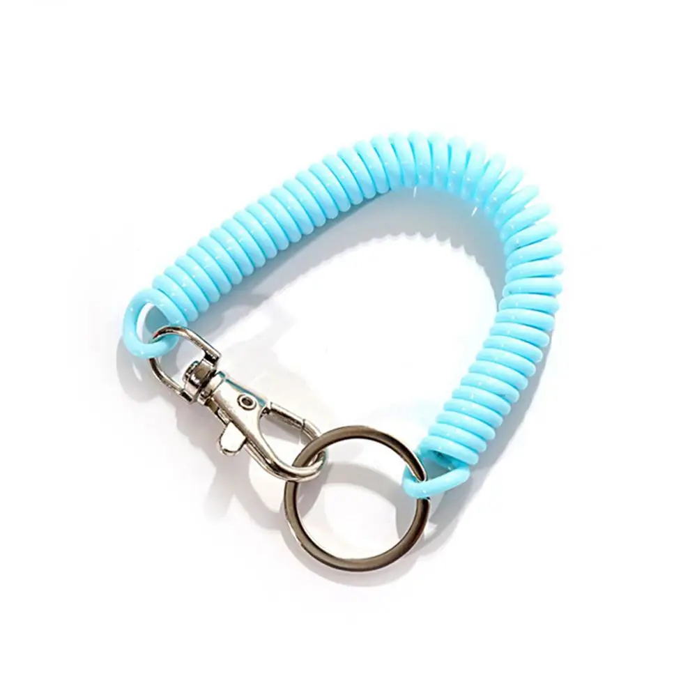 

18cm Stretch Wristband Unisex Anti-lost Keyring Elastic Spiral Stretch Keychain Wrist Coil Spring Rope Key Ring Key Cord Clasp