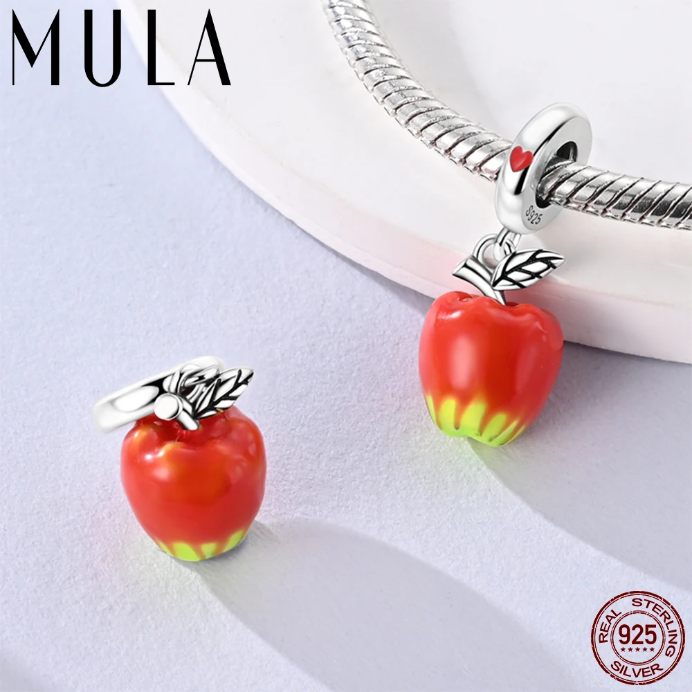 مولا 1 قطعة 925 الفضة المزجج التفاح قلادة استرخى سحر صالح 3 مللي متر ثعبان سلسلة سحر سوار DIY بها بنفسك