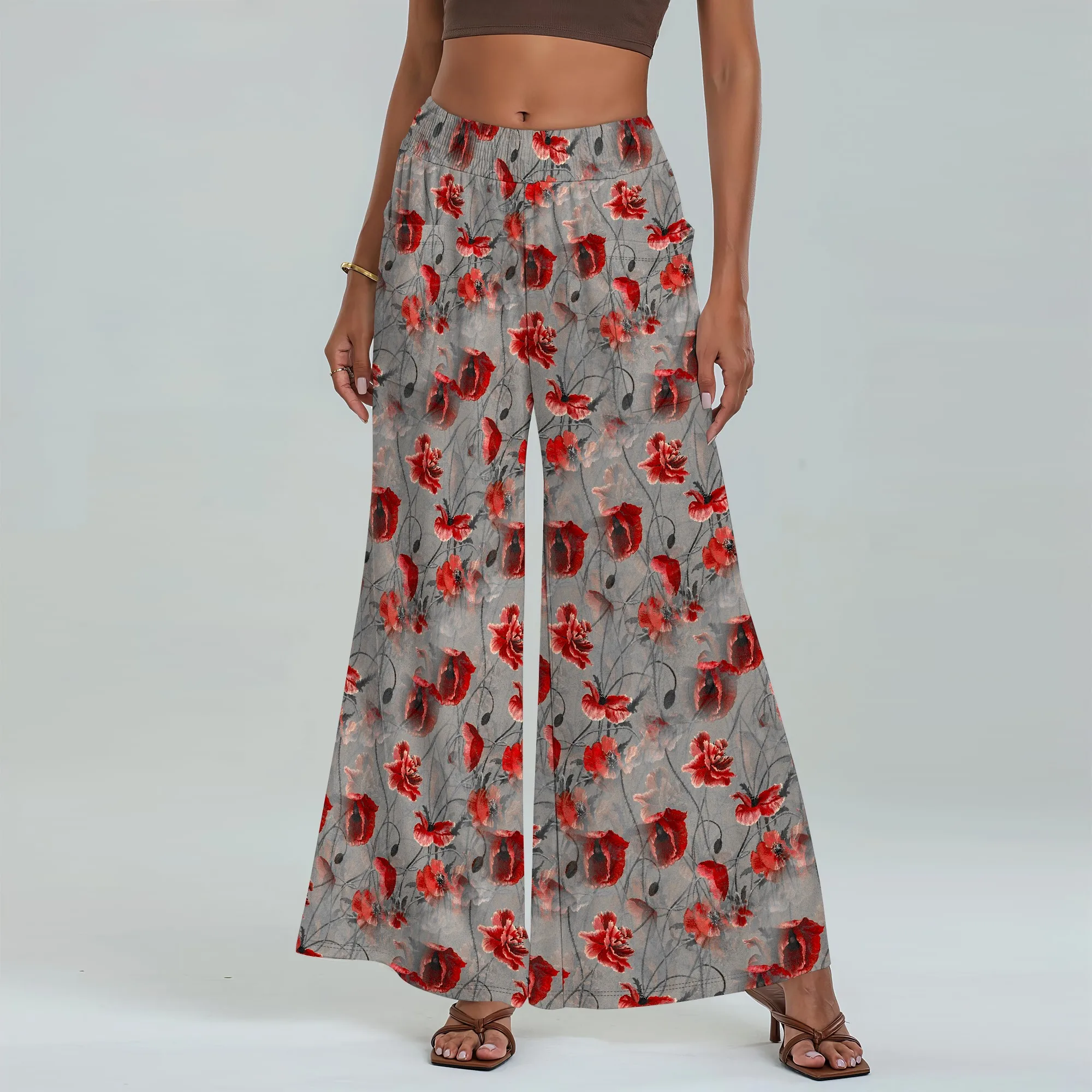 

Women's Wide Leg Pants with Pockets All Seasons Casual Comfort Floral Pattern for Holiday Travel Beach Party