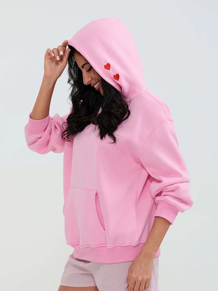 

Women s Oversized Hoodies Sweatshirts with Embroidered Floral Detailing and Drawstring Hood - Cozy Casual Pullovers for Fall